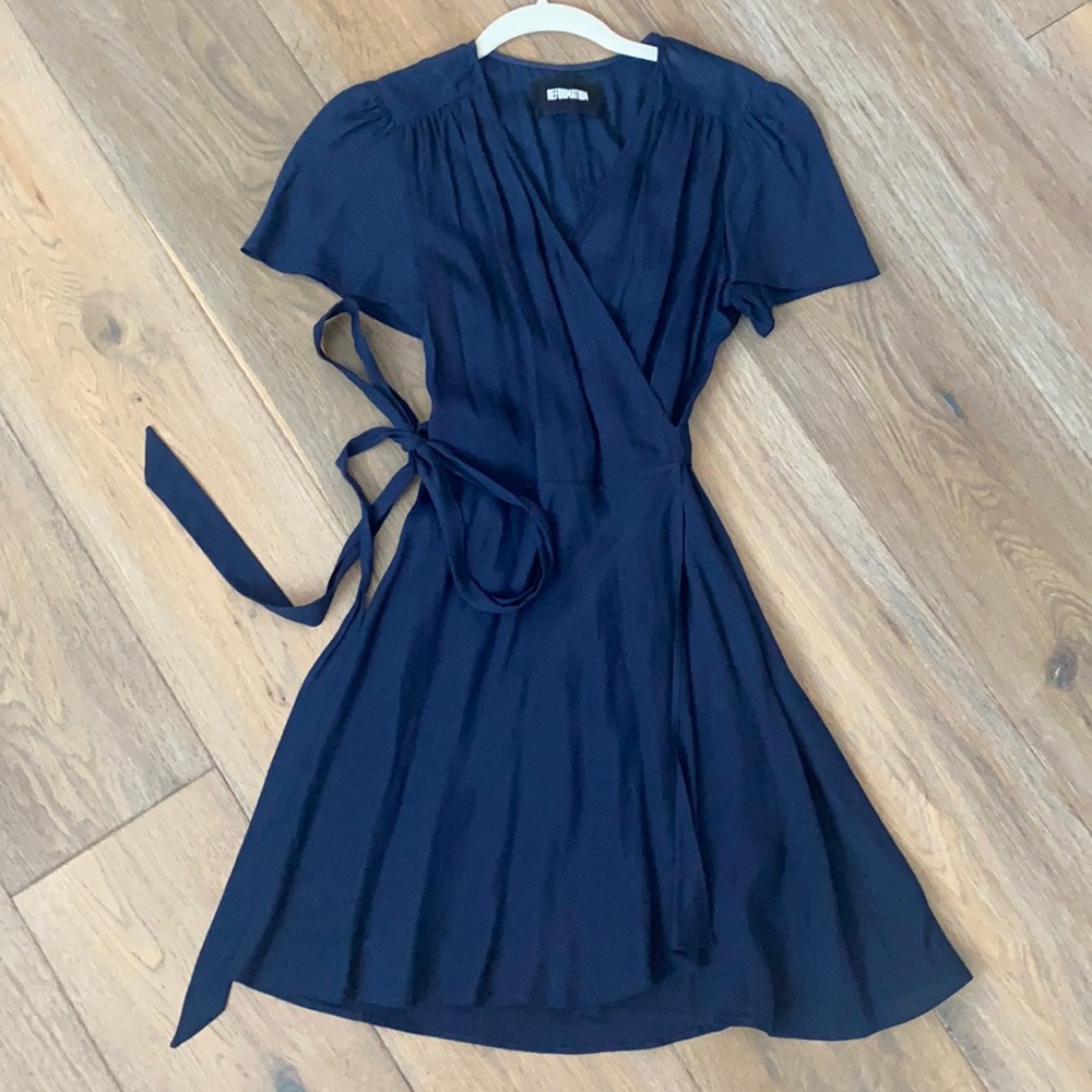Reformation Navy Wrap Dress in S